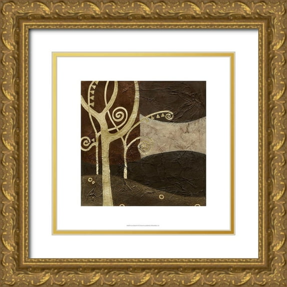 Vess, June Erica 26x26 Gold Ornate Wood Framed with Double Matting Museum Art Print Titled - Sylvan Spirals III