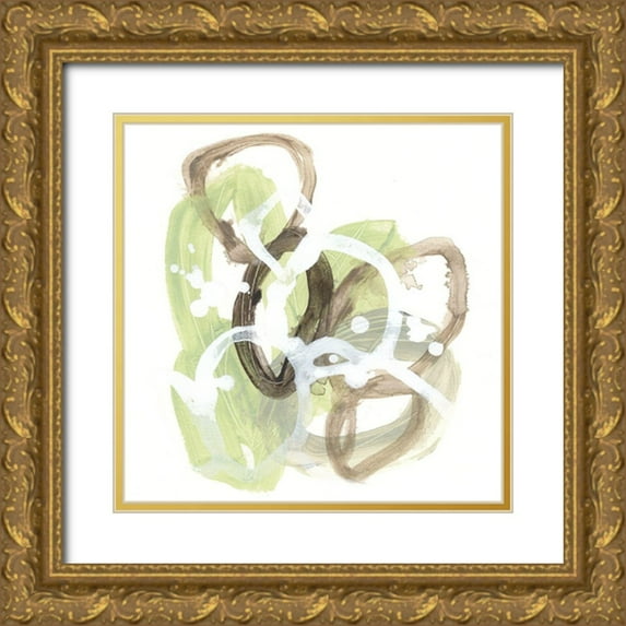 Vess, June Erica 26x26 Gold Ornate Wood Framed with Double Matting Museum Art Print Titled - Verdigris Circuit IV