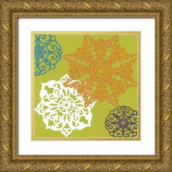 Vess, June Erica 26x26 Gold Ornate Wood Framed with Double Matting Museum Art Print Titled - Vibrant Winter Lace II