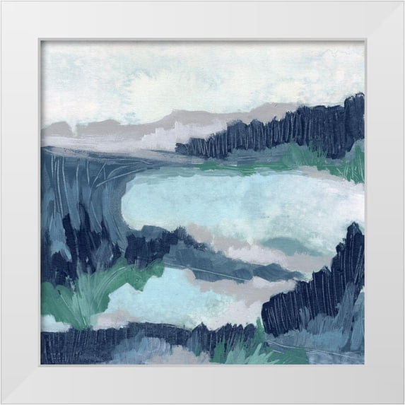 Vess, June Erica 26x26 White Modern Wood Framed Museum Art Print Titled - Blue Marsh Grove I