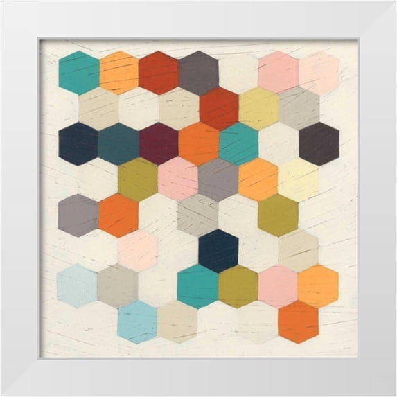 Vess, June Erica 26x26 White Modern Wood Framed Museum Art Print Titled - Honeycomb Geometry I