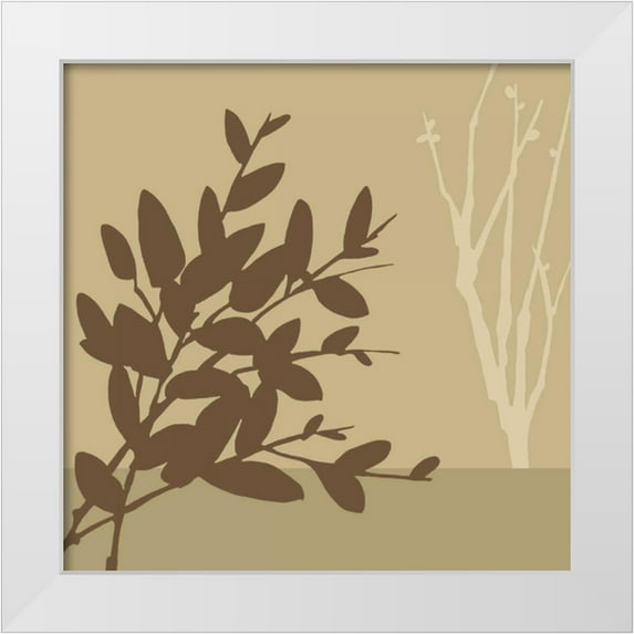 Vess, June Erica 26x26 White Modern Wood Framed Museum Art Print Titled - Metro Leaves in Khaki I
