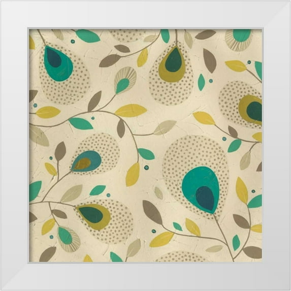 Vess, June Erica 26x26 White Modern Wood Framed Museum Art Print Titled - Peacock Blooms II