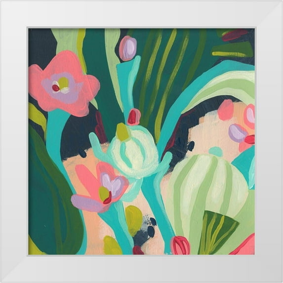 Vess, June Erica 26x26 White Modern Wood Framed Museum Art Print Titled - Tropical Celebration I