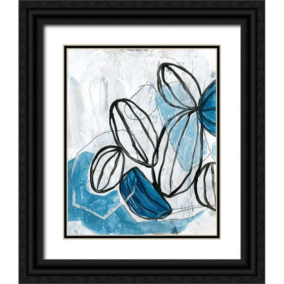 Vess, June Erica 26x32 Black Ornate Wood Framed with Double Matting Museum Art Print Titled - Blue Lanterns I