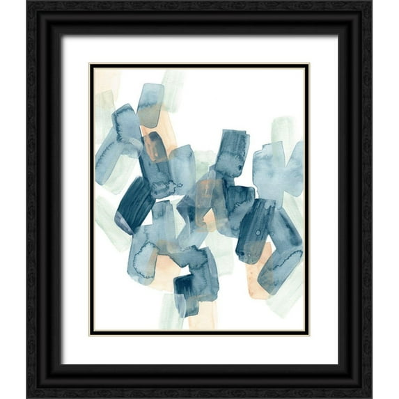 Vess, June Erica 26x32 Black Ornate Wood Framed with Double Matting Museum Art Print Titled - Indigo Facets II