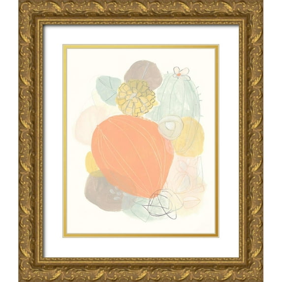 Vess, June Erica 26x32 Gold Ornate Wood Framed with Double Matting Museum Art Print Titled - Abstract Succulents I