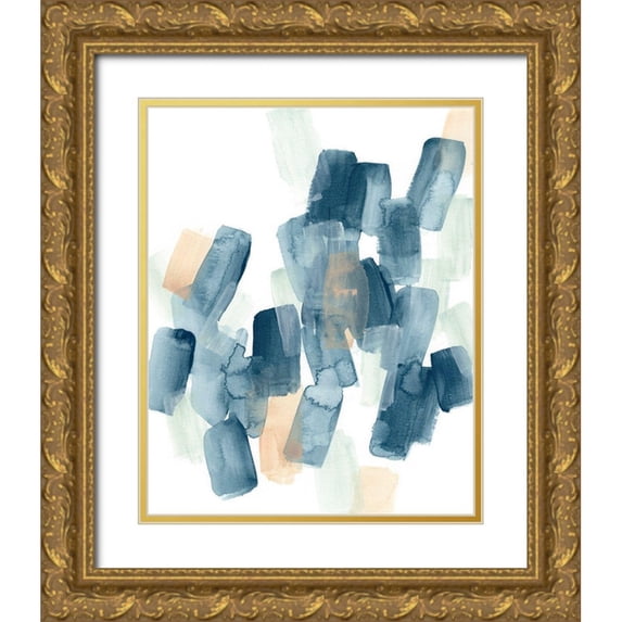 Vess, June Erica 26x32 Gold Ornate Wood Framed with Double Matting Museum Art Print Titled - Indigo Facets III