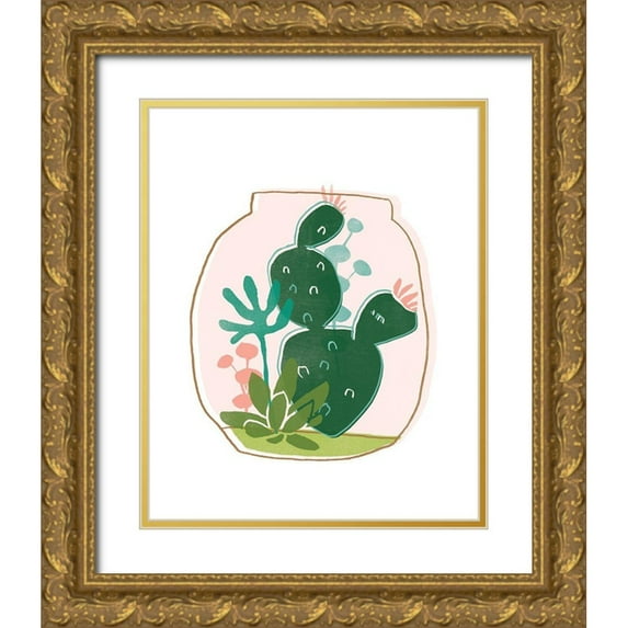 Vess, June Erica 26x32 Gold Ornate Wood Framed with Double Matting Museum Art Print Titled - Terrarium Cameo III