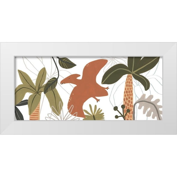 Vess, June Erica 32x16 White Modern Wood Framed Museum Art Print Titled - Mighty Dinos Collection D