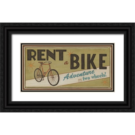 Vess, June Erica 32x18 Black Ornate Wood Framed with Double Matting Museum Art Print Titled - Bike Shop II