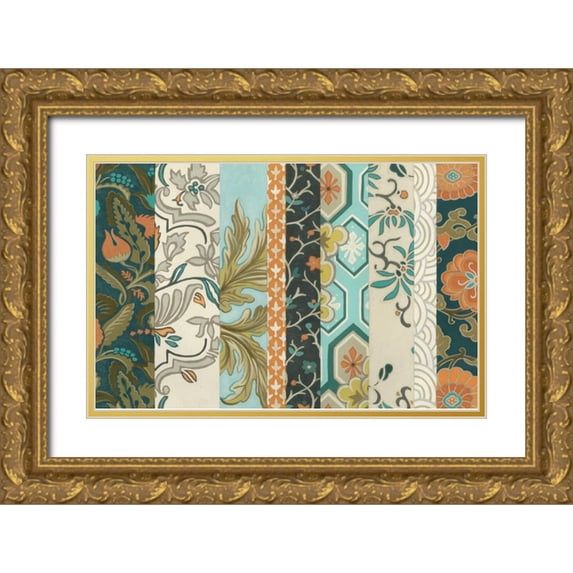 Vess, June Erica 32x22 Gold Ornate Wood Framed with Double Matting Museum Art Print Titled - Textile Strata II