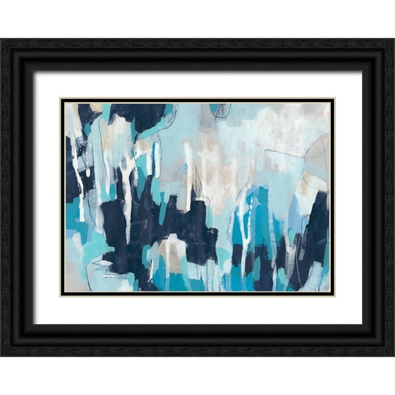 Vess, June Erica 32x24 Black Ornate Wood Framed with Double Matting Museum Art Print Titled - Fractal Blues I