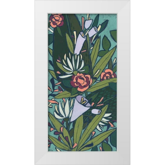 Vess, June Erica 9x14 White Modern Wood Framed Museum Art Print Titled - Lush Tropic Panel I
