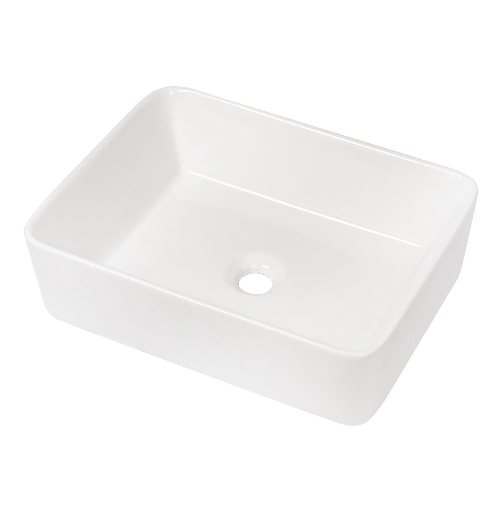 Funmier Rectangle Bathroom Vessel Sink | 19x15 Inch White Ceramic Above Counter Vanity Sink