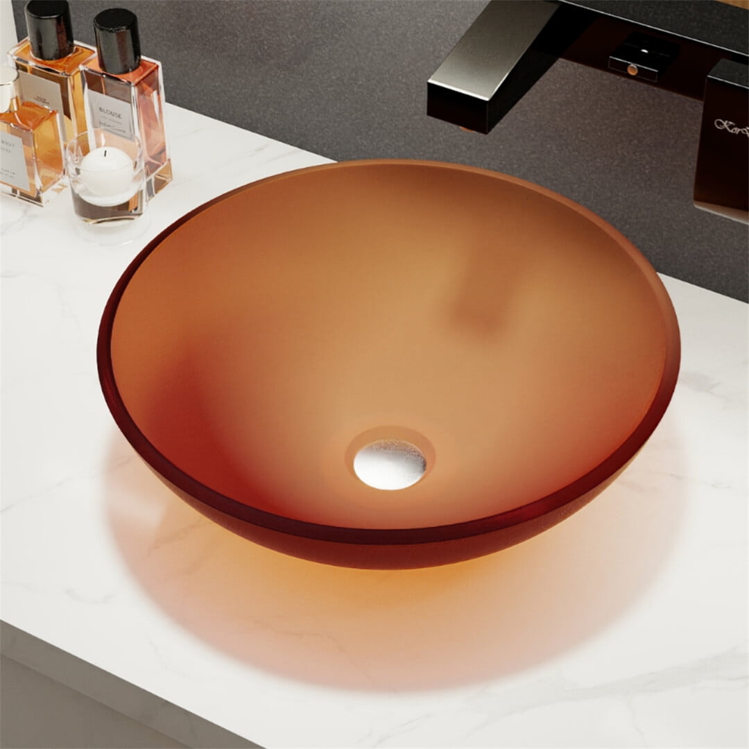 Vessel Sink, Bathroom Vessel Sink, Tempered Glass Matte Lavatory Vanity