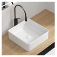 thumbnail image 1 of Vessel Sink Rectangle Bathroom Sink Rectangular White Vessel Sink 15" x 15" Porcelain Ceramic Vessel Vanity Sink Art Basin, 1 of 7