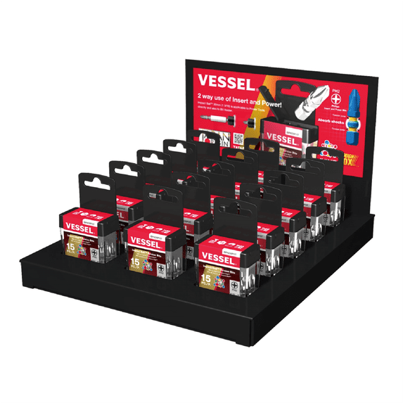 Vessel Tools 15PC Impact Ball PH2x30 Torsion Bit Display