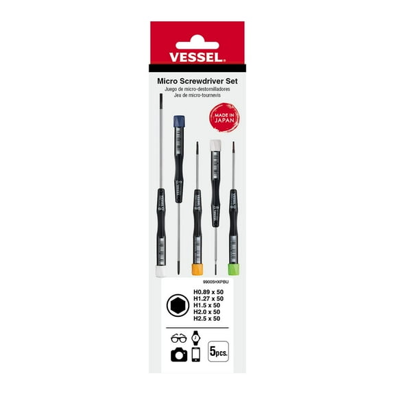 Vessel VST-99005HXPBU Hex Micro Screwdriver Set - 5 Piece