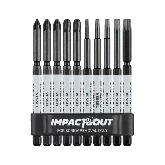 Vessel Tools Impact & Out Screw Removing Bit ASSORTMENT