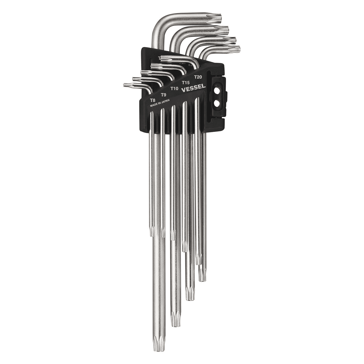 VESSEL TORX Sicherheits-L-Schlüssel Set, 9-teilig – Für Manipulationssichere Schrauben, T8 Bis T40