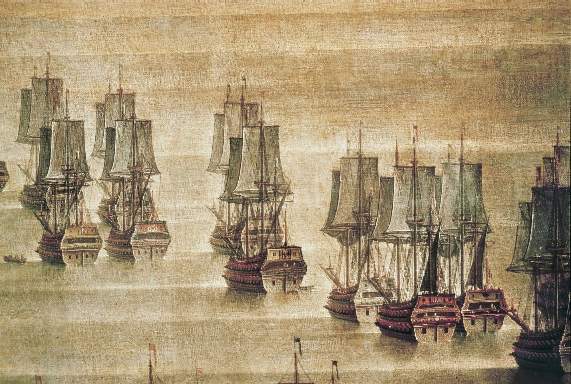 Vessels Arranged For The Battle (17Th C Canvas Art - (36 x 24)