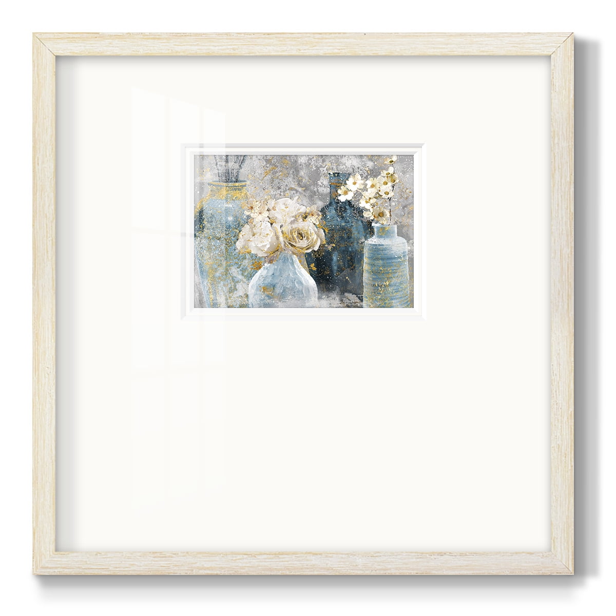 Vessels and Blooms BluesPremium Framed Print