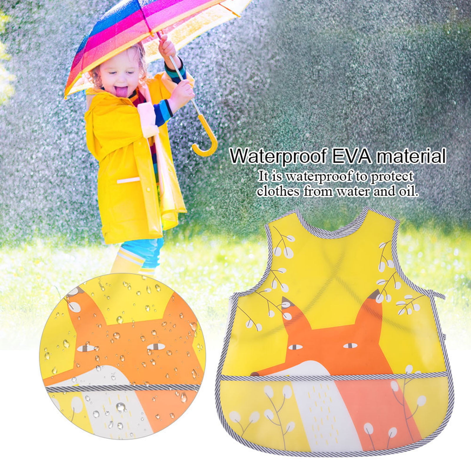 Vest Bib Cartoon Baby Kids Toddler Overclothes Waterproof Feeding Bib