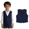 thumbnail image 1 of Vest Boys Sleeveless Button Up Navy Suit Kids Uniform Shirts Kid Boys Formal Suit Vest Boys Holiday Outfits 9-10 Years, 1 of 7