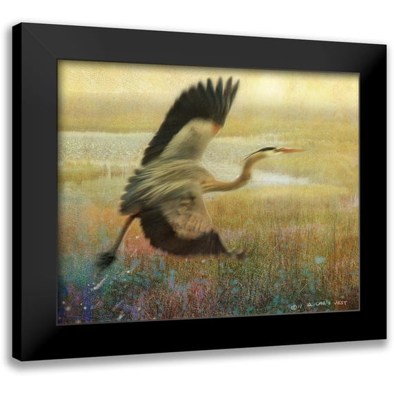 Vest, Chris 14x12 Black Modern Framed Museum Art Print Titled - Foggy Heron I