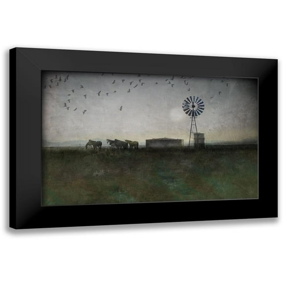 Vest, Chris 18x13 Black Modern Framed Museum Art Print Titled - Horse and Crows