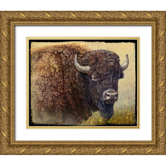 Vest, Chris 18x15 Gold Ornate Wood Framed with Double Matting Museum Art Print Titled - Bison Portrait I