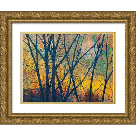 Vest, Chris 32x25 Gold Ornate Wood Framed with Double Matting Museum Art Print Titled - Meadow Trees I
