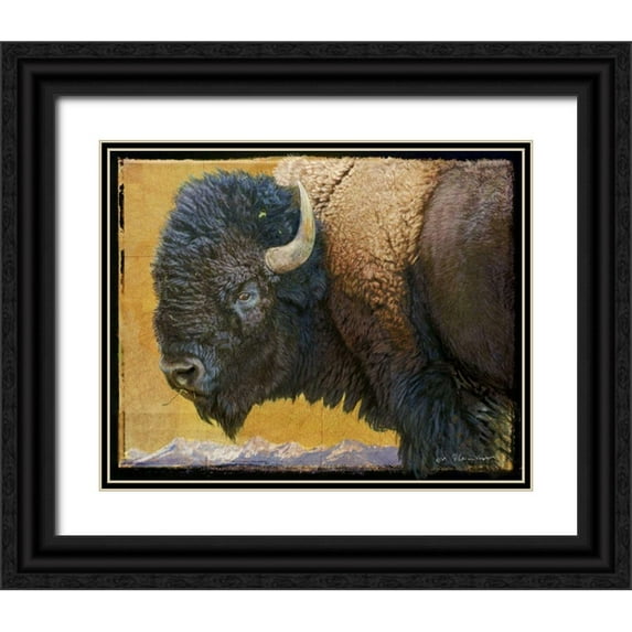 Vest, Chris 32x26 Black Ornate Wood Framed with Double Matting Museum Art Print Titled - Bison Portrait III