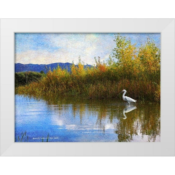 Vest, Christopher 14x12 White Modern Wood Framed Museum Art Print Titled - The Marsh Snowy Egret