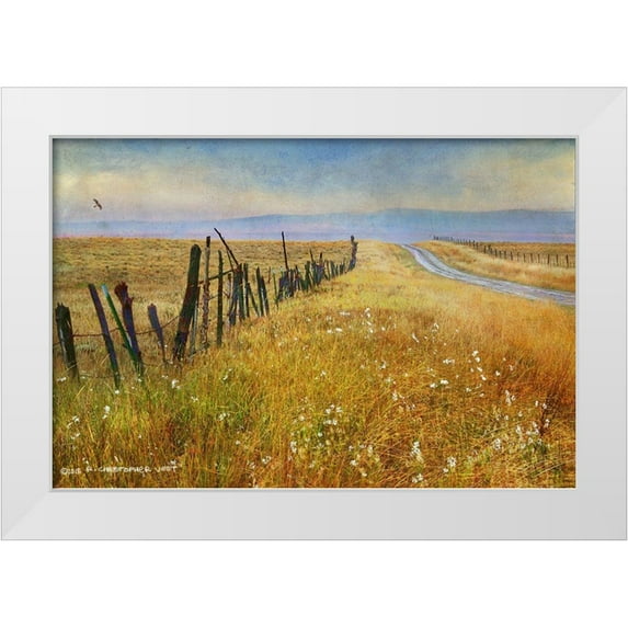 Vest, Christopher 24x17 White Modern Wood Framed Museum Art Print Titled - Quiet Road Out West