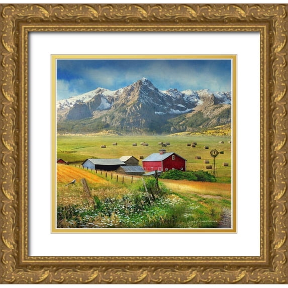 Vest, Christopher 27x26 Gold Ornate Wood Framed with Double Matting Museum Art Print Titled - Western Farm