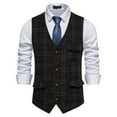 thumbnail image 1 of Vest For Men Qiggri Men Solid Fashion Lattice Have Pockets Breasted Vest Tops Blouse Suit Vest For Men, 1 of 9