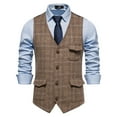 thumbnail image 1 of Vest For Men Qiggri Men Solid Fashion Lattice Have Pockets Breasted Vest Tops Blouse Suit Vest For Men, 1 of 9