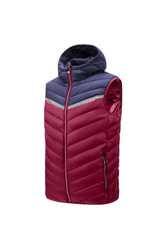 Vest For Men Sevevn Men's Hooded Padded Jacket Lightweight Zipper Puffer Vest Jacket