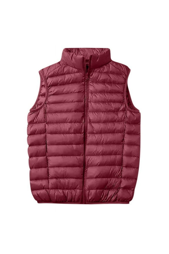 Vest For Men Sevevn Men's Winter Thickened Waistcoat Solid Color Sleeveless Padded Jacket