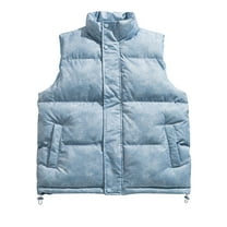 Vest For Men Winter Sevevn Men's Lightweight Outdoor Dyeing Padded Vest Sleeveless Casual Stand Collar Zipper Jacket Warm Winter Coat