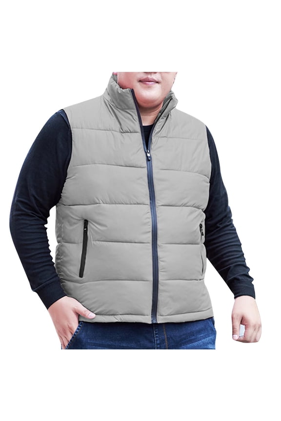 Vest For Men Winter Sevevn Mens Stand Collar Waistcoat Pocket Zipper Jacket Sleeveless Padded Jacket