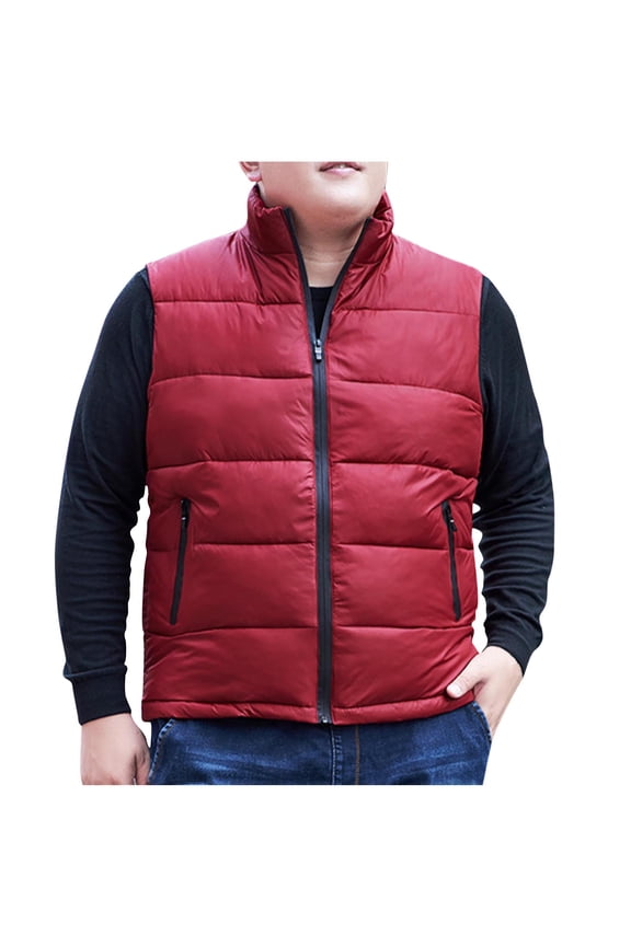 Vest For Men Winter Sevevn Mens Stand Collar Waistcoat Pocket Zipper Jacket Sleeveless Padded Jacket