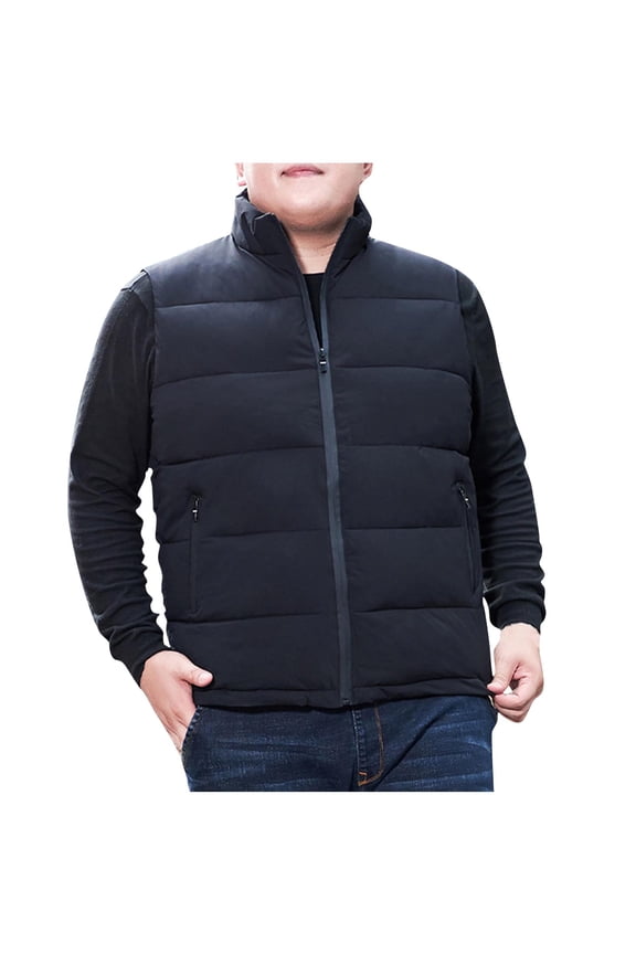 Vest For Men Winter Sevevn Mens Stand Collar Waistcoat Pocket Zipper Jacket Sleeveless Padded Jacket
