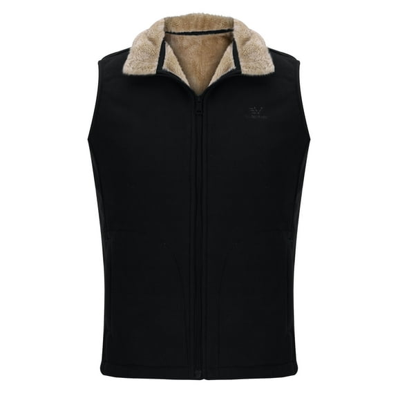 Vest For Men Winter Sevevn Mens Vest Turn Down Collar Solid Fleece Pocket Zipper Sleeveless Warm Jacket Waistcoat