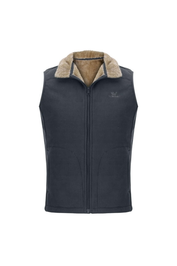 Vest For Men Winter Sevevn Mens Vest Turn Down Collar Solid Fleece Pocket Zipper Sleeveless Warm Jacket Waistcoat