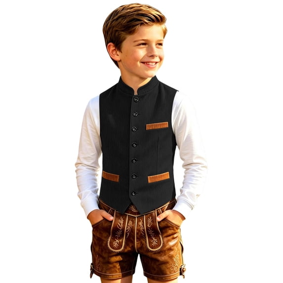 Vest Jackets For Kids Boys Button Ribbed Corduroy Casual Sleeveless Windproof Coat Outwear Clothes Size 6-7T