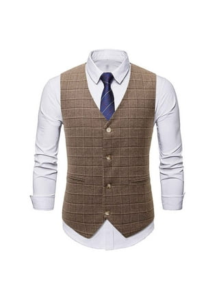  Deepsko Men's Suit Vest Brown Formal Business Vest