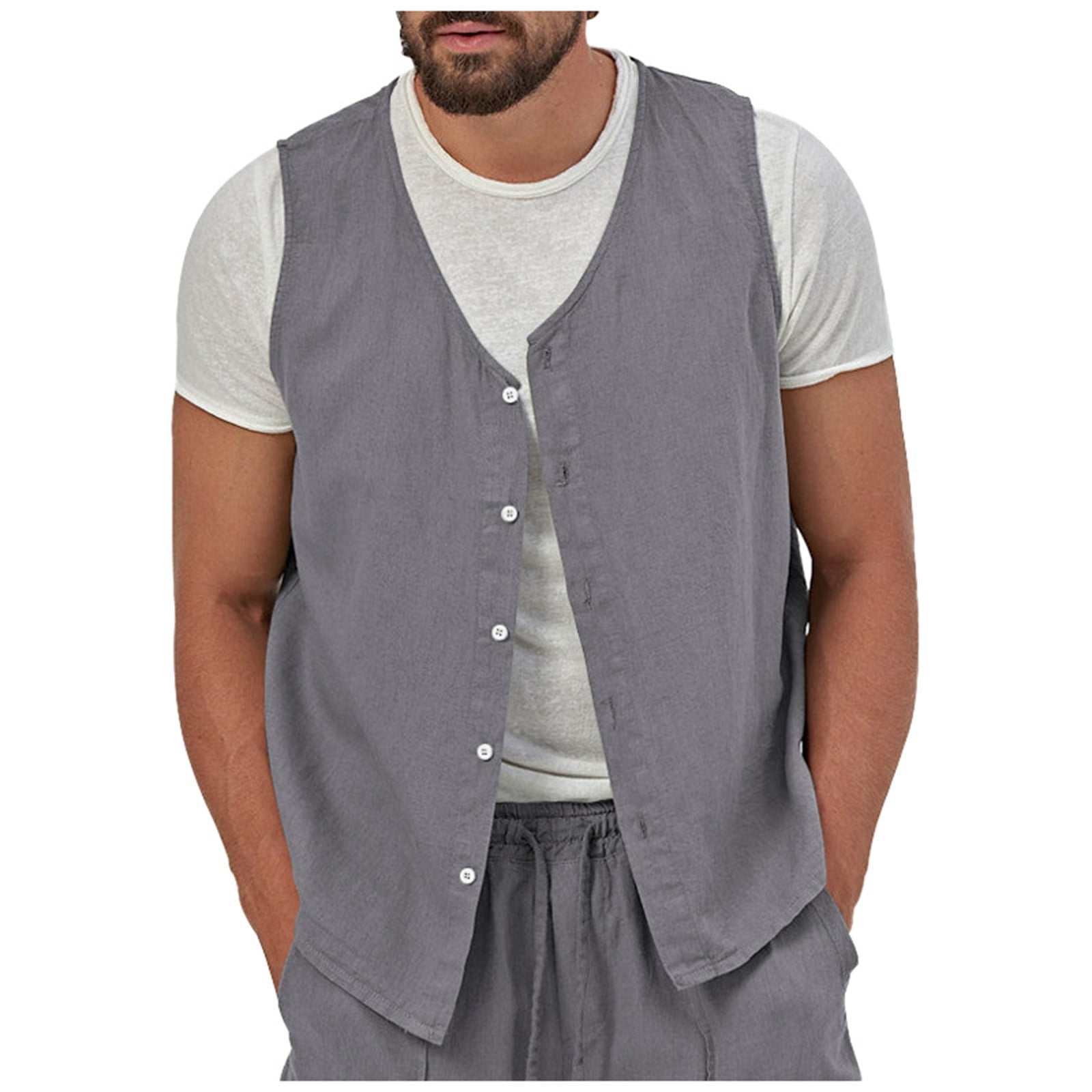 Vest Men Lapel Sleeveless Slim Fit For Men With Vintage Casual Vests ...